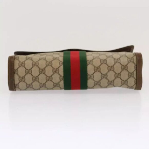GUCCI GG Supreme Web Sherry Line Clutch Bag Beige - Picture 5 of 7